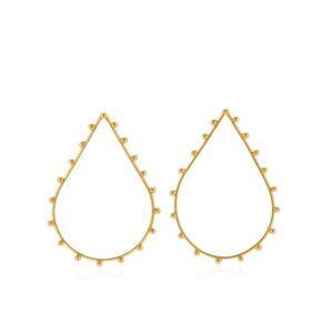 Sylvia Toledano Teardrop Dots Earrings Womens 22K Gold Plated Turquoise 3" Post